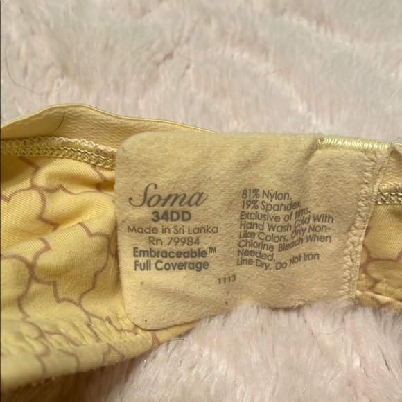 Soma Embraceable Bra 34DD & 2 Pairs Lace Hipster Panties Yellow - Picture 4 of 7